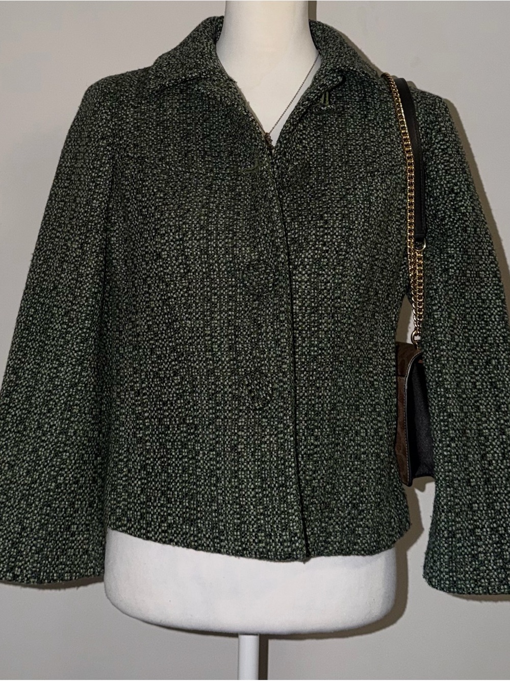 90s vintage style whimsical green wool button up suit jacket coat